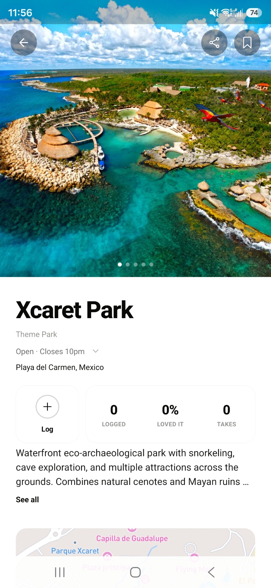 LAFE app showing a place detail screen